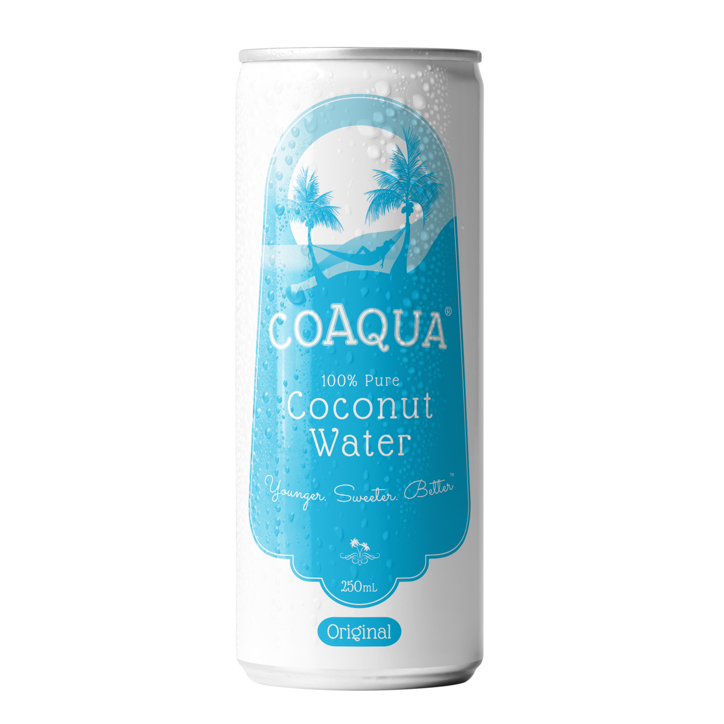CoAqua coconut water can on a white background